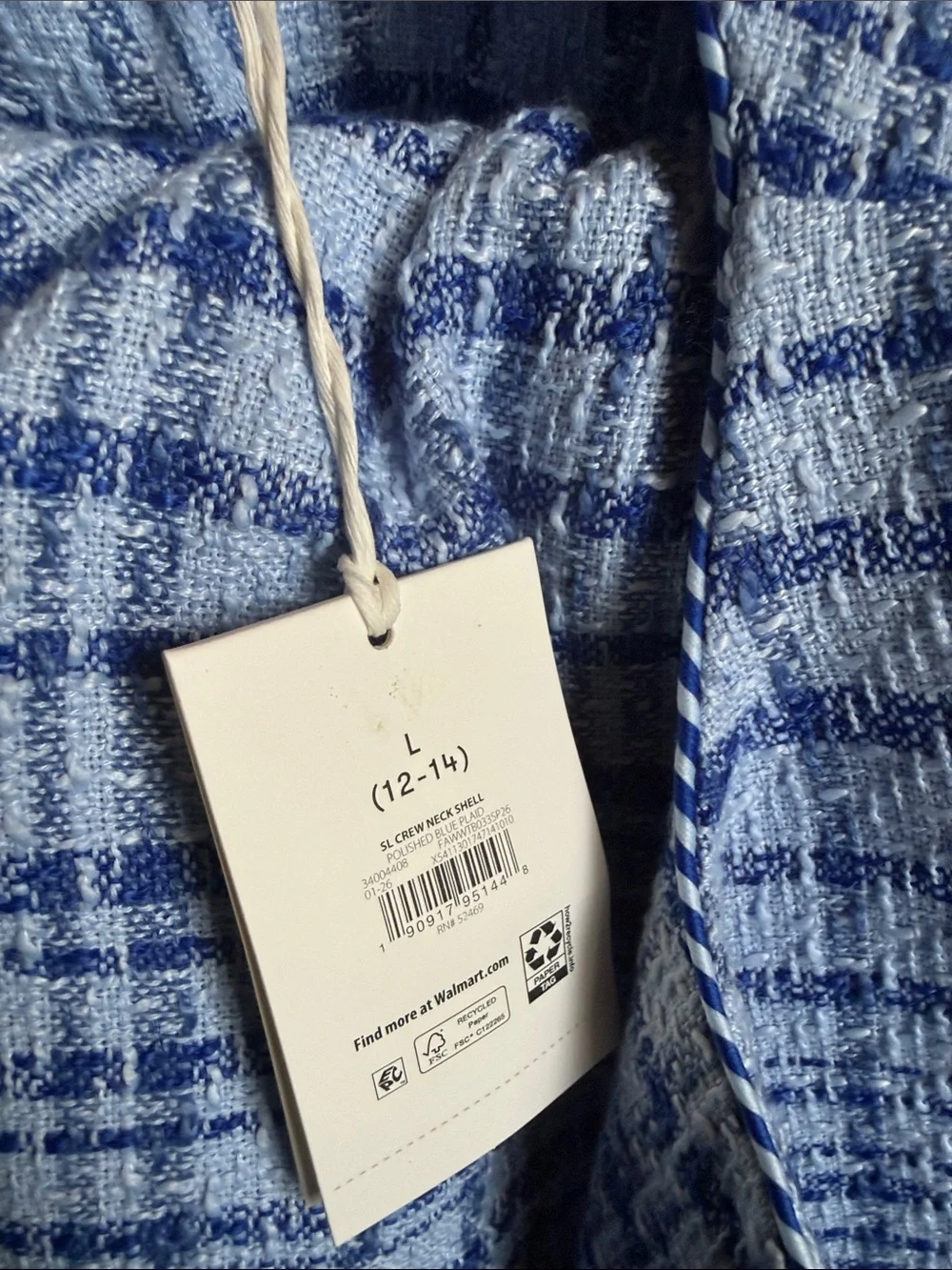 Blue Plaid Tweed Sleeveless Vest and Skirt Set- Elegant Casual - Picture 2 of 2